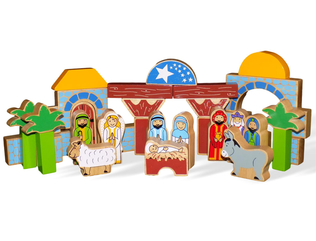 Wooden Nativity Building Blocks - 40 Blocks