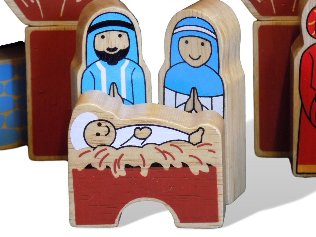 Wooden Nativity Building Blocks - 40 Blocks