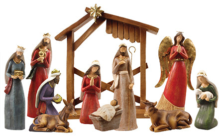 Resin Nativity Set with Stable