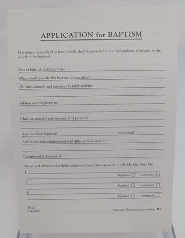 Baptism application forms