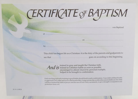 Baptism Certificate