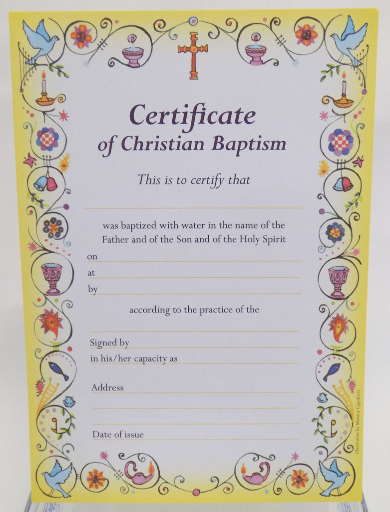 Certificate of christian baptism