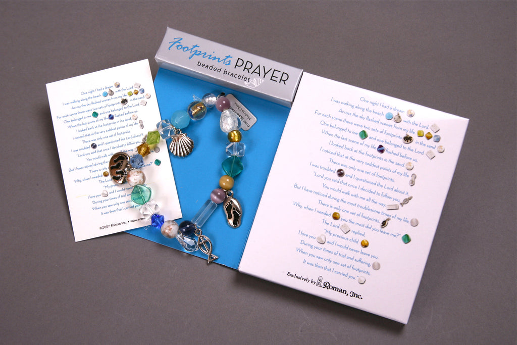 Footprints prayer beaded bracelet
