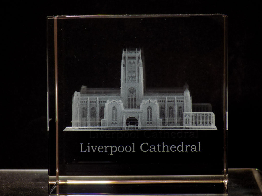 liverpool cathedral glass block - paperweight