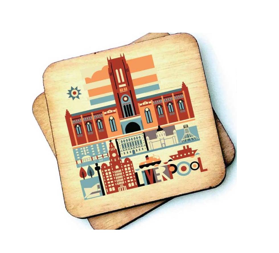 Liverpool Cathedral Rustic Wooden Coaster